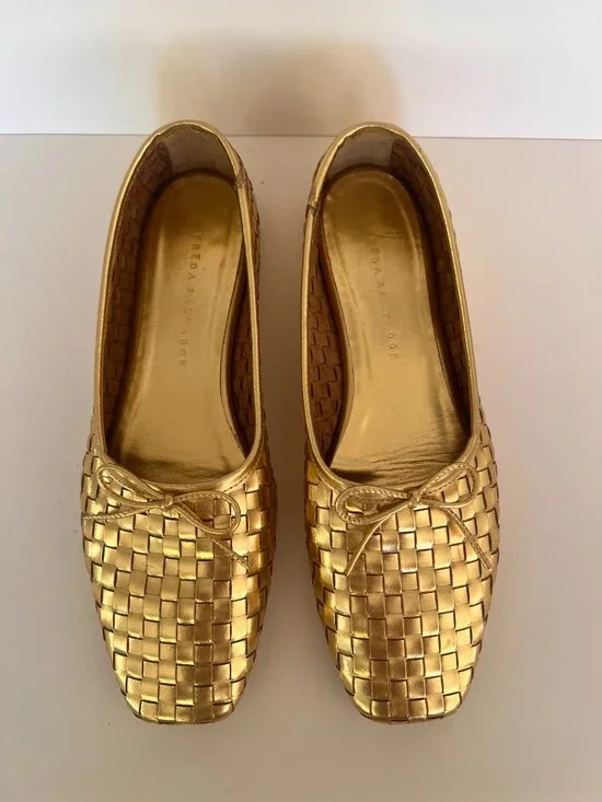 Freda Salvador Jada Square Toe Ballet Flat in Gold - Picture 4 of 10